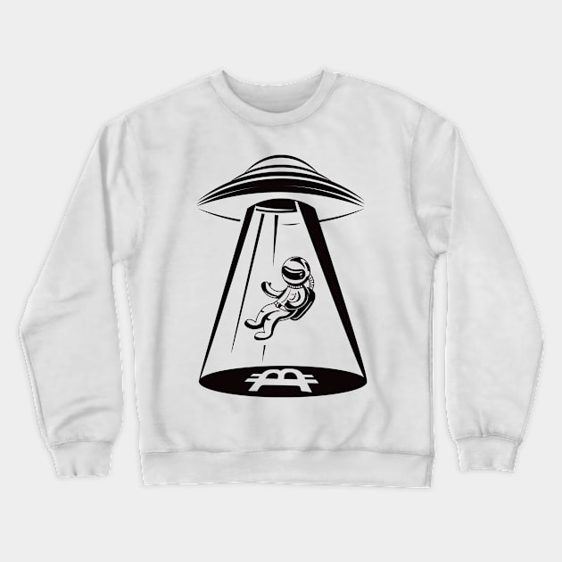 Bitcoin Astronaut. UFO Mining Crewneck Sweatshirt by Yeroma